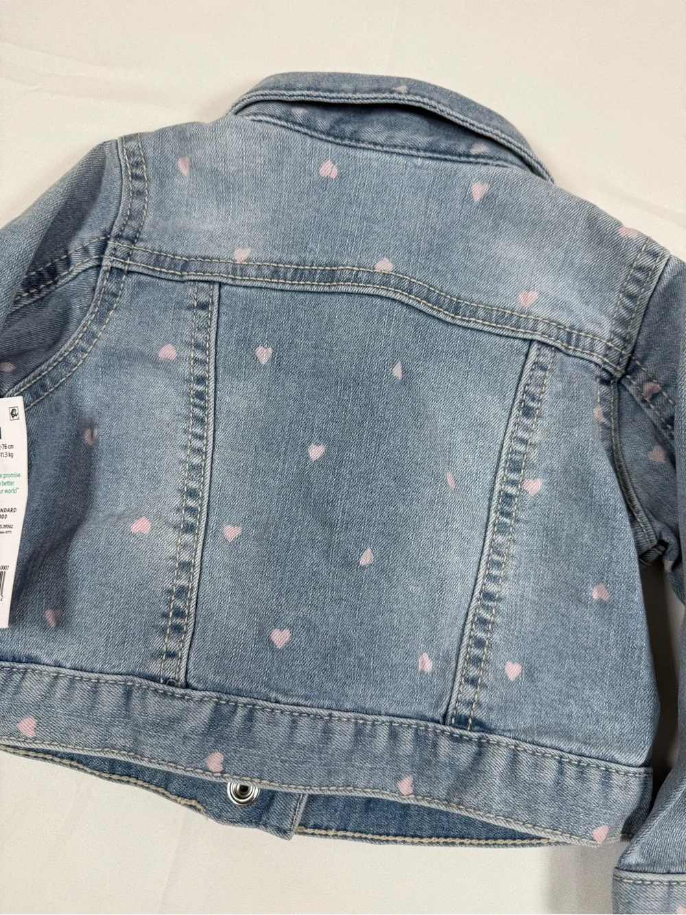 NWT OSHKOSH B'GOSH Toddler Girls' Light Wash Denim Heart Jean‎ Jacket 12m NEW
